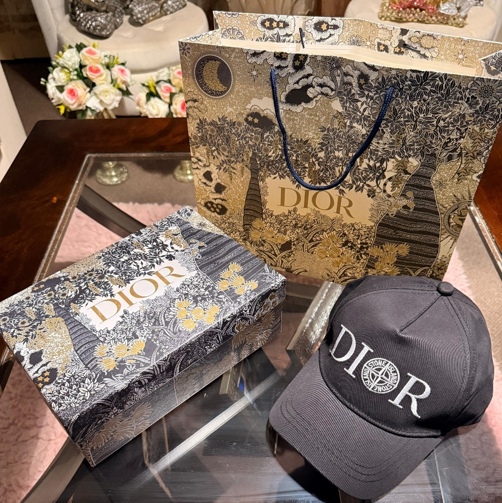 Dior x Stone Island Logo Hat Black Adjustable Cap
